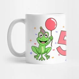 I am 5 with frog - kids birthday 5 years old Mug